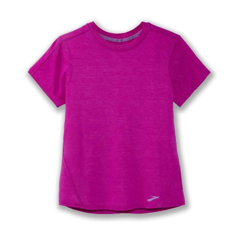 Brooks Distance Women's Short Sleeve Running Shirt - Heather Magenta (13208-DWBM)